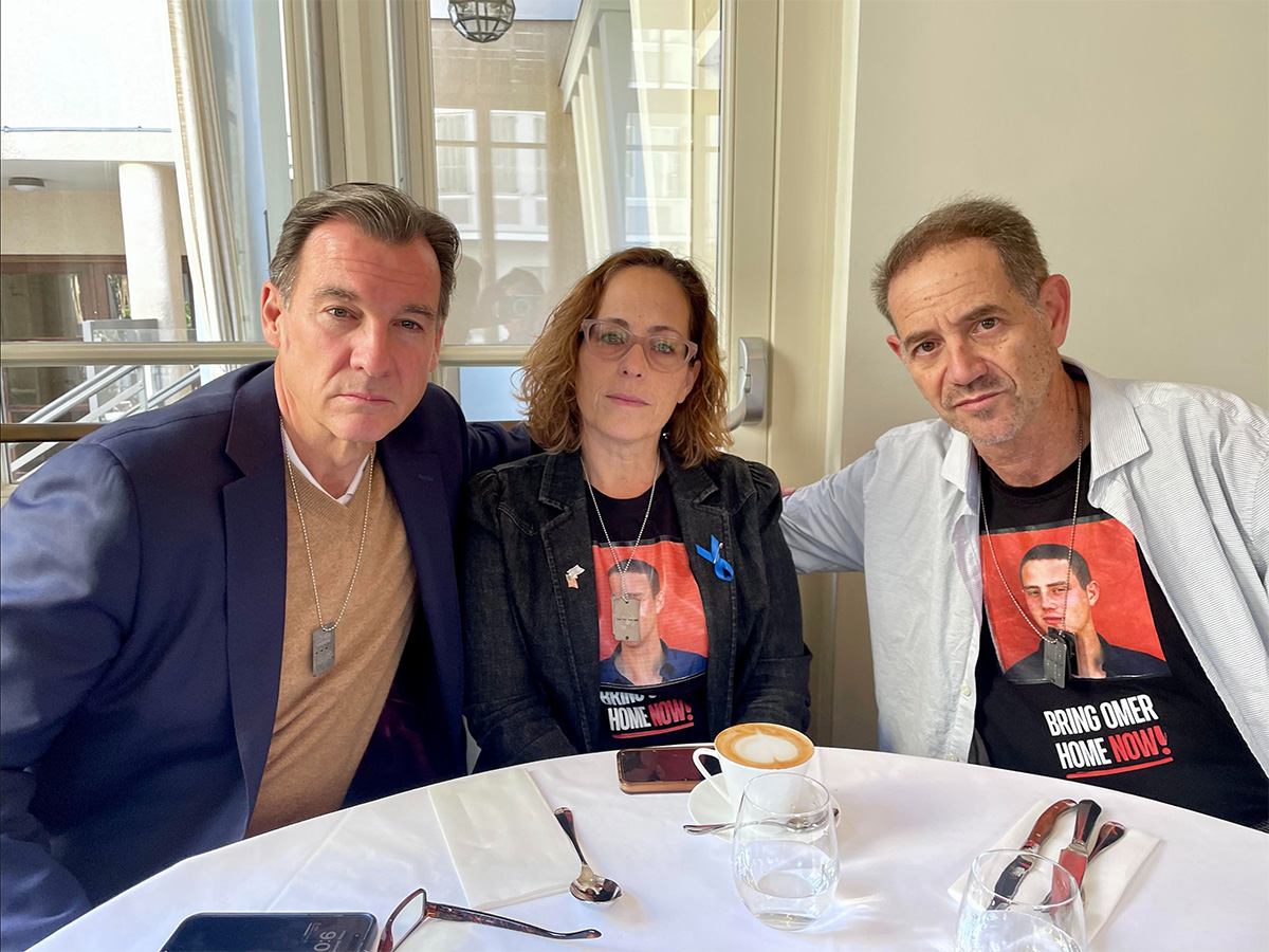 Photo caption: Former Congressman Tom Suozzi meets with Ronen and Orna Neutra from Plainview. Their 22-year-old son, Omer Neutra, is being held hostage by Hamas.